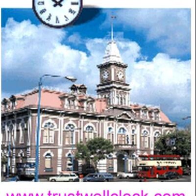 large hours, large clocks tower with brass inside drive gears, westminster chime sound