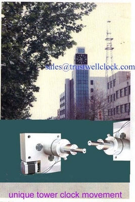 clocks tower and movement mechanism with night illumination support lights on clock hand and scale marks