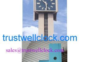 clocks tower with unique stepper motor type movement mechanism