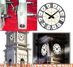 4 four sides tower clocks with GPS world time signal receiver and bell chime strike sound
