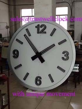 clocks tower with mechanism movement with lighting backlit or illuminated on marks and clock hands